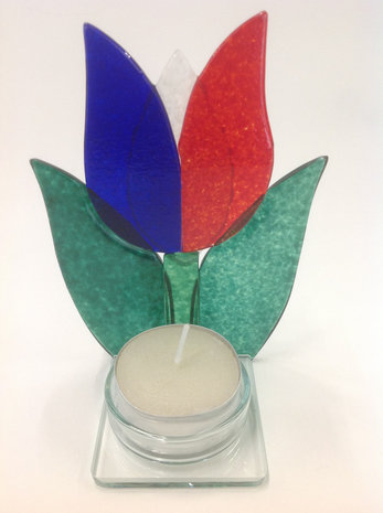 Tulp waxine licht rood/wit/blauw